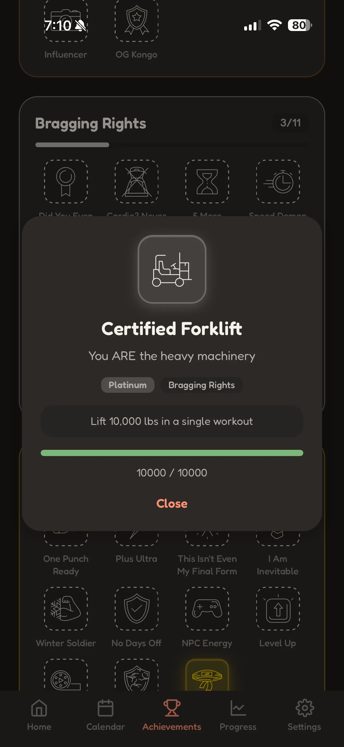 Achievement unlock celebration screen